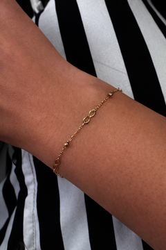 Žluté zlato náramek NEKONEČNO s kuličkami 18cm